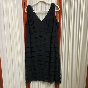 Jones NY Black Tiered Ruffled Dress Sleeveless V-Neck Size 16W